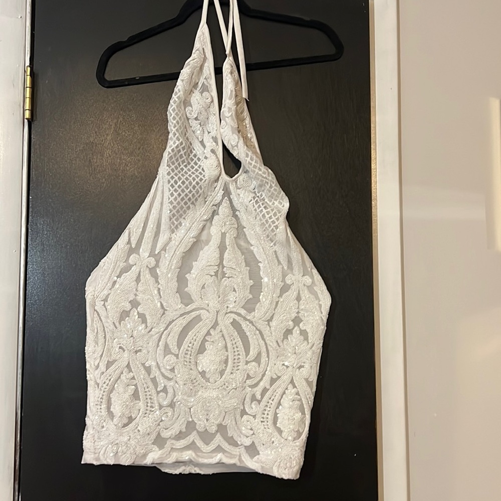 White body con, sexy halter dress